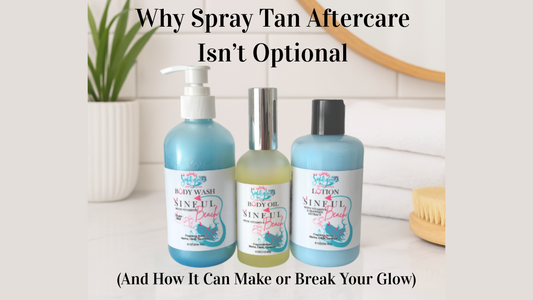 body wash, body lotion, hydration oil, spray tan aftercare
